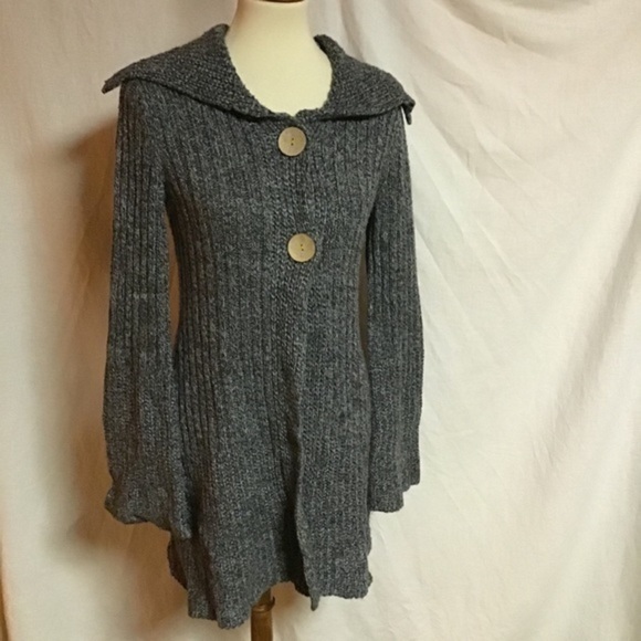 Vtg Gray Y2K hippie boho bell sleeve sweater - Picture 10 of 15